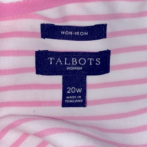 Talbots non iron pink striped button down shirt size 20W - Picture 8 of 11